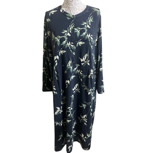 J.Jill PureJill Gray Floral Long Sleeve Maxi Dress NWT Women’s Size 2X - Picture 3 of 8